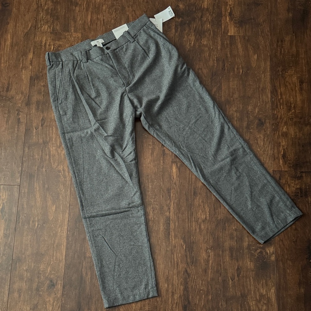H&M Men's Regular Fit Charcoal Wool Blend Dress Pants